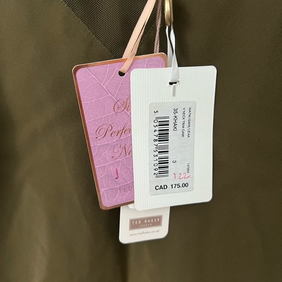 BNWT Ted Baker London V-Neck Trim Cami Khaki - Picture 4 of 6